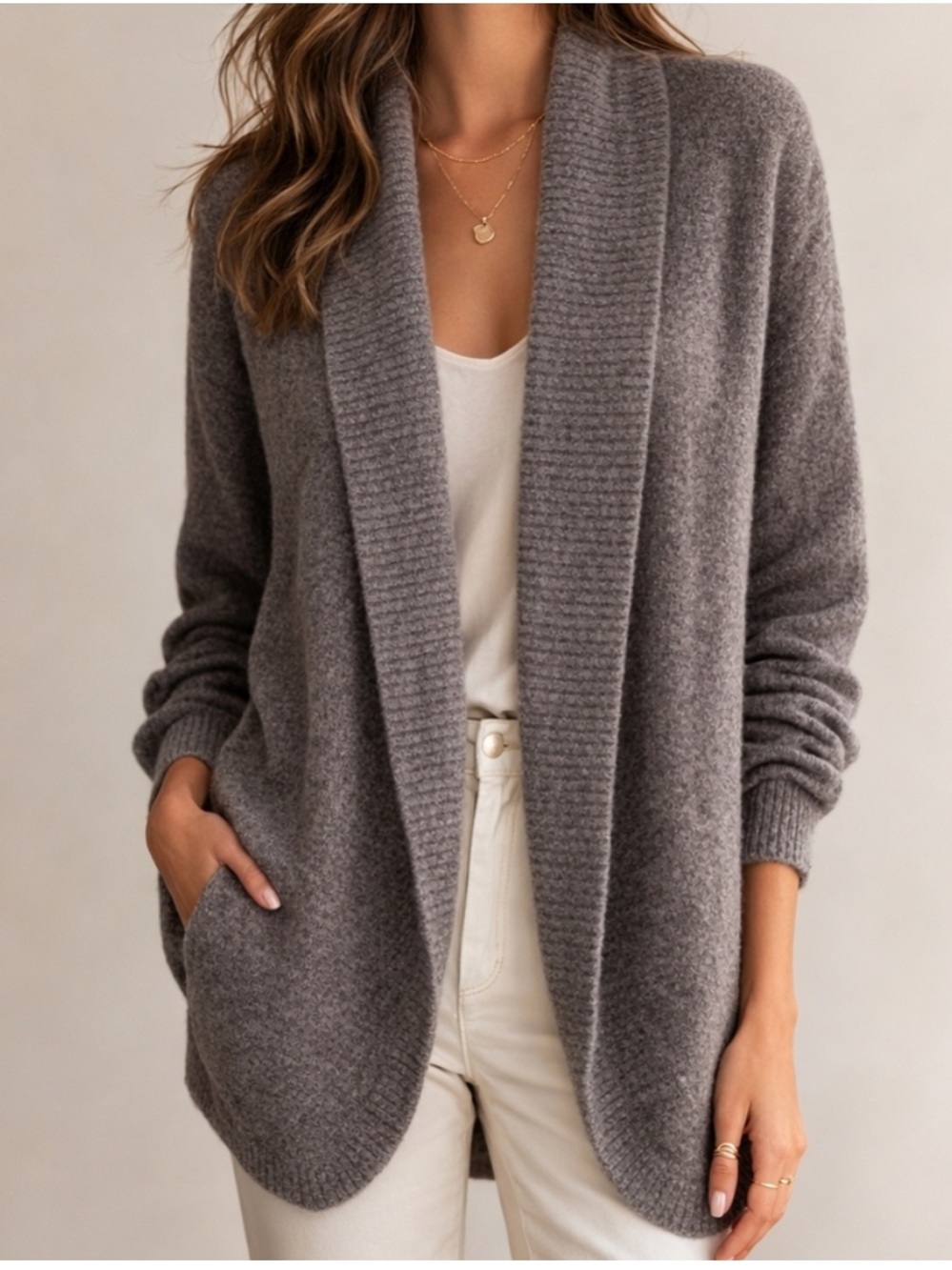 NWT Barefoot Dreams CozyChic Lite Circle Cardi Size L/XL in Ash